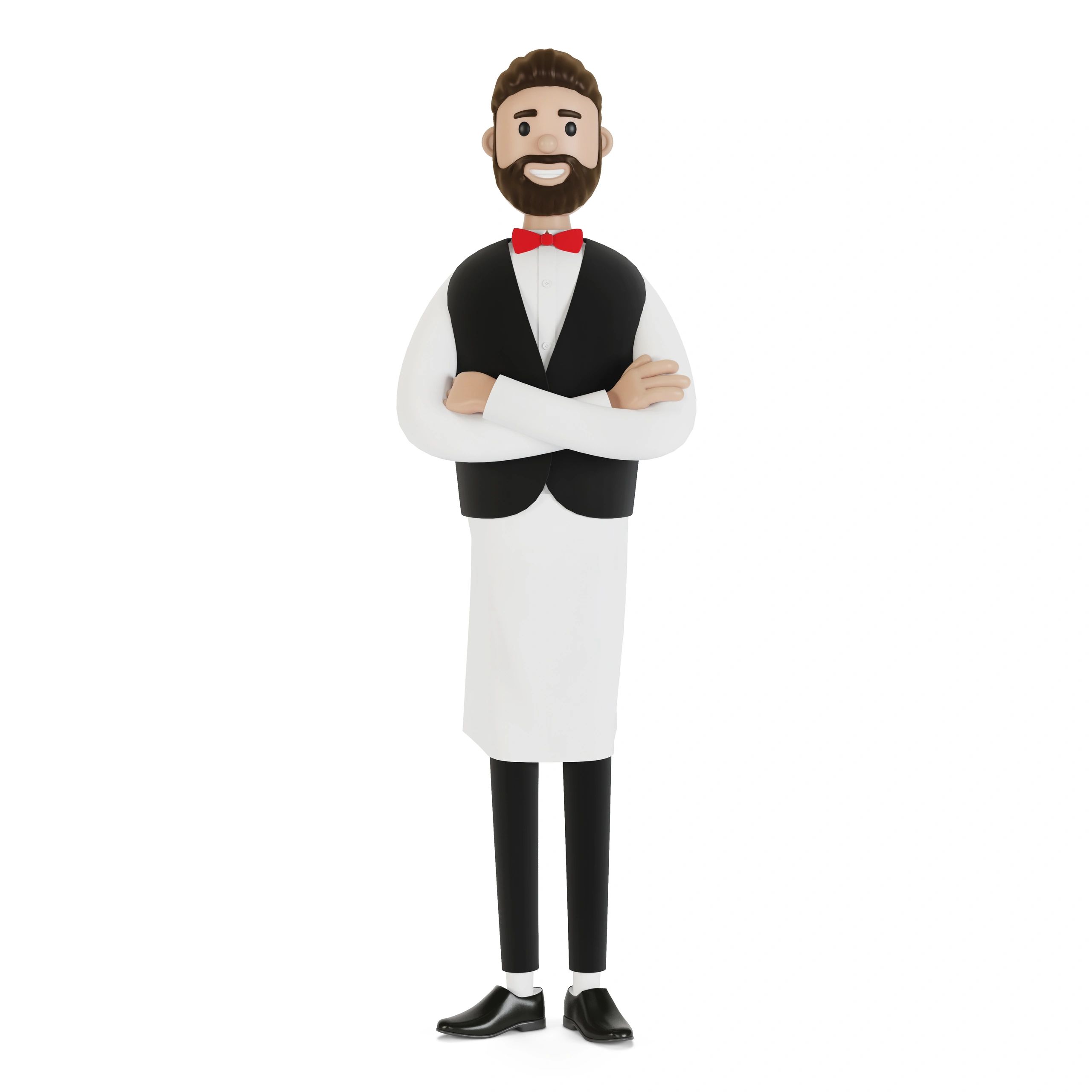 Illustrated waiter portrait used as team profile image