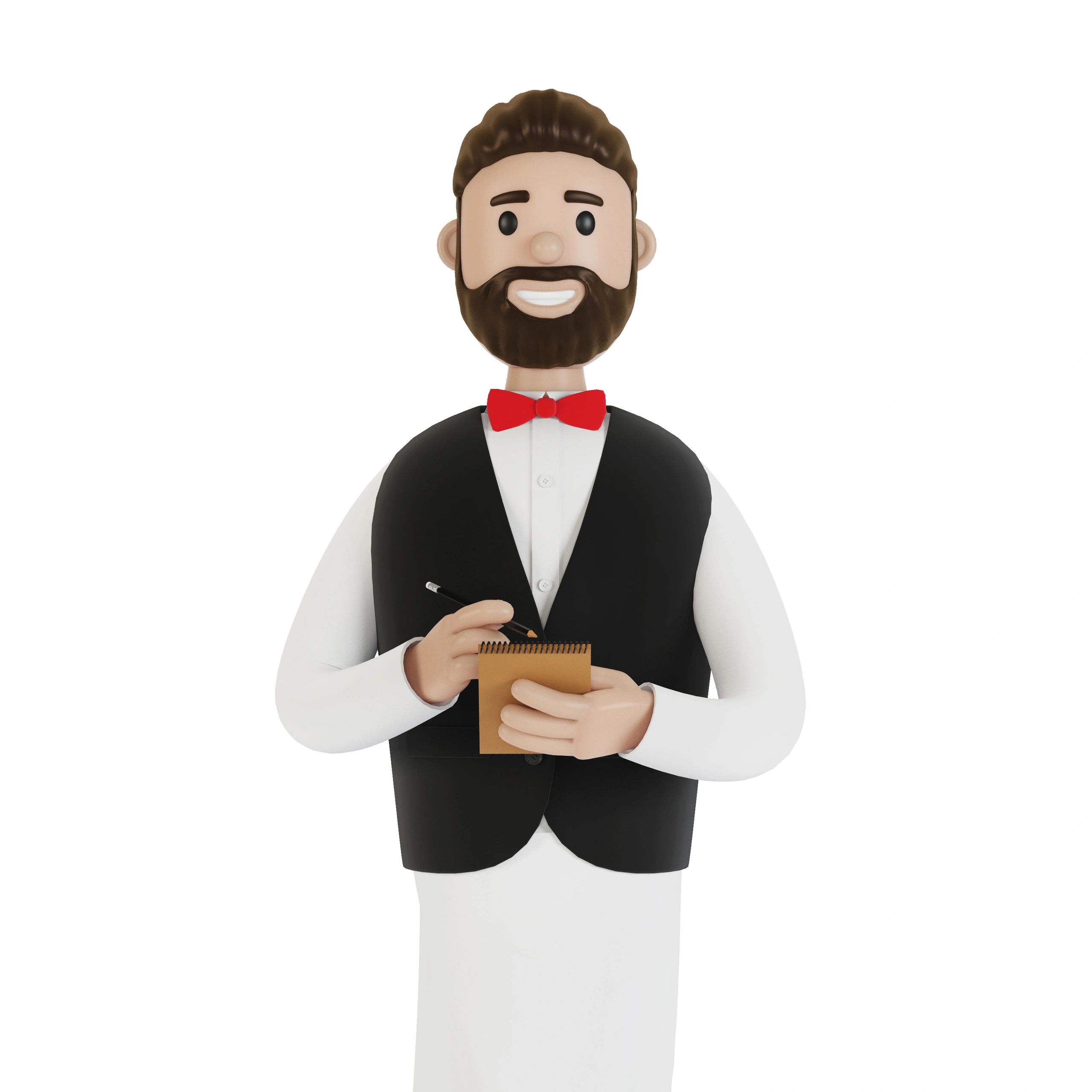 Illustrated waiter taking an order as team profile image